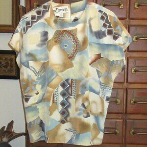 Colorful Silky Sleeveless Blouse Top Size 8 CARON COMPONENTS